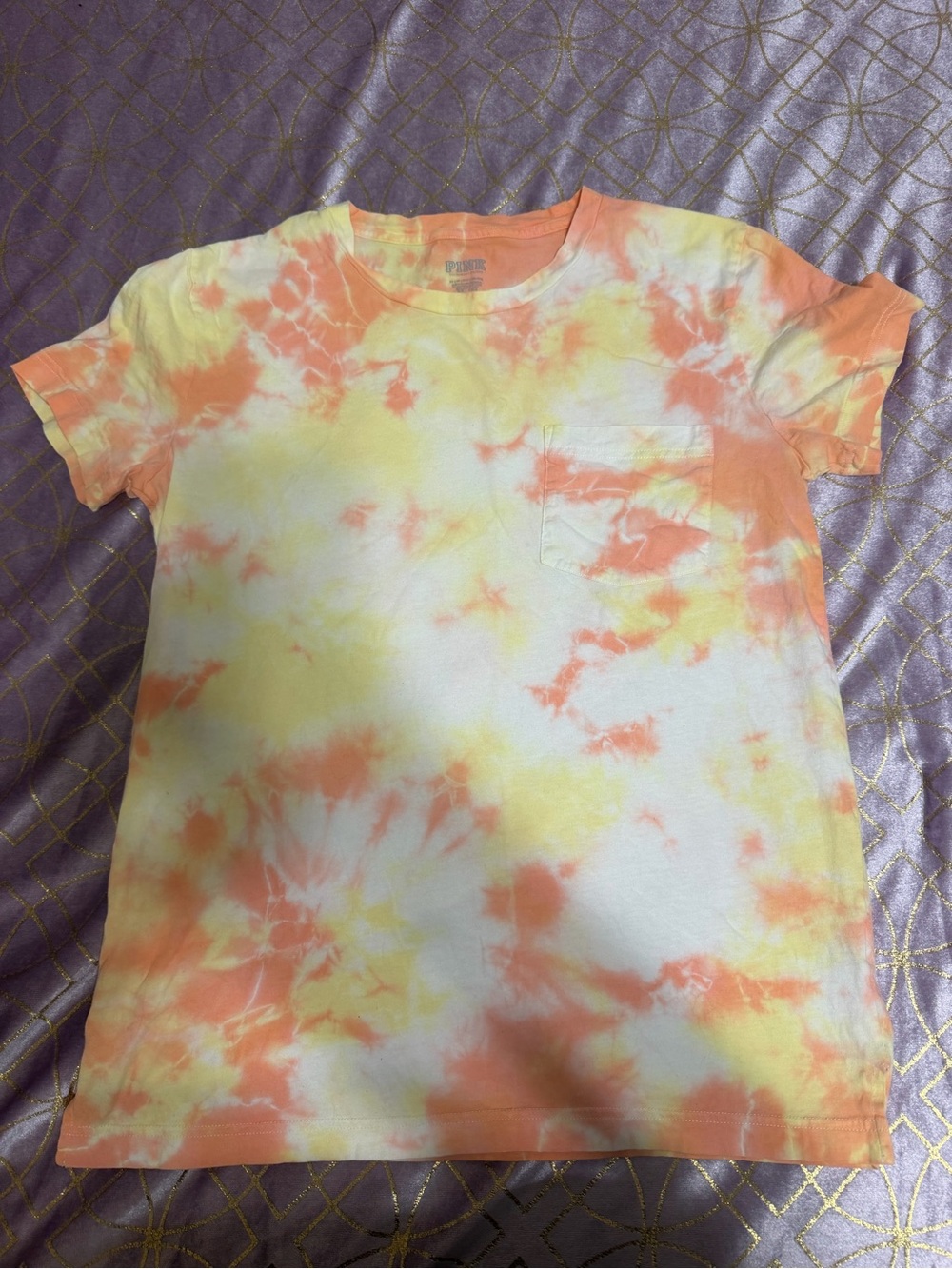 💥 WOMENS Victoria Secret PINK Tie-Dye Pocket Tee